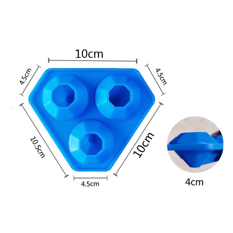 3 Löcher Silikon Diamant -Eisschale Diamant Silikonformschale für Whiskybadbomben, Süßigkeiten, Seife und DIY -Kunsthandwerk, Geschirrspüler sicher, wiederverwendbar